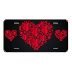Custom license plate with 3 hearts within hearts